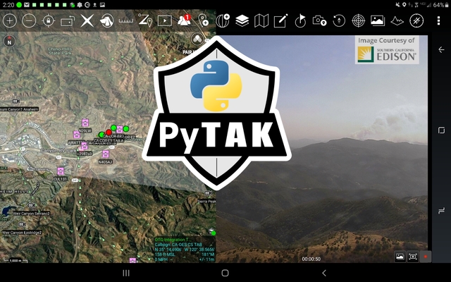 ATAK Screenshot with PyTAK Logo.